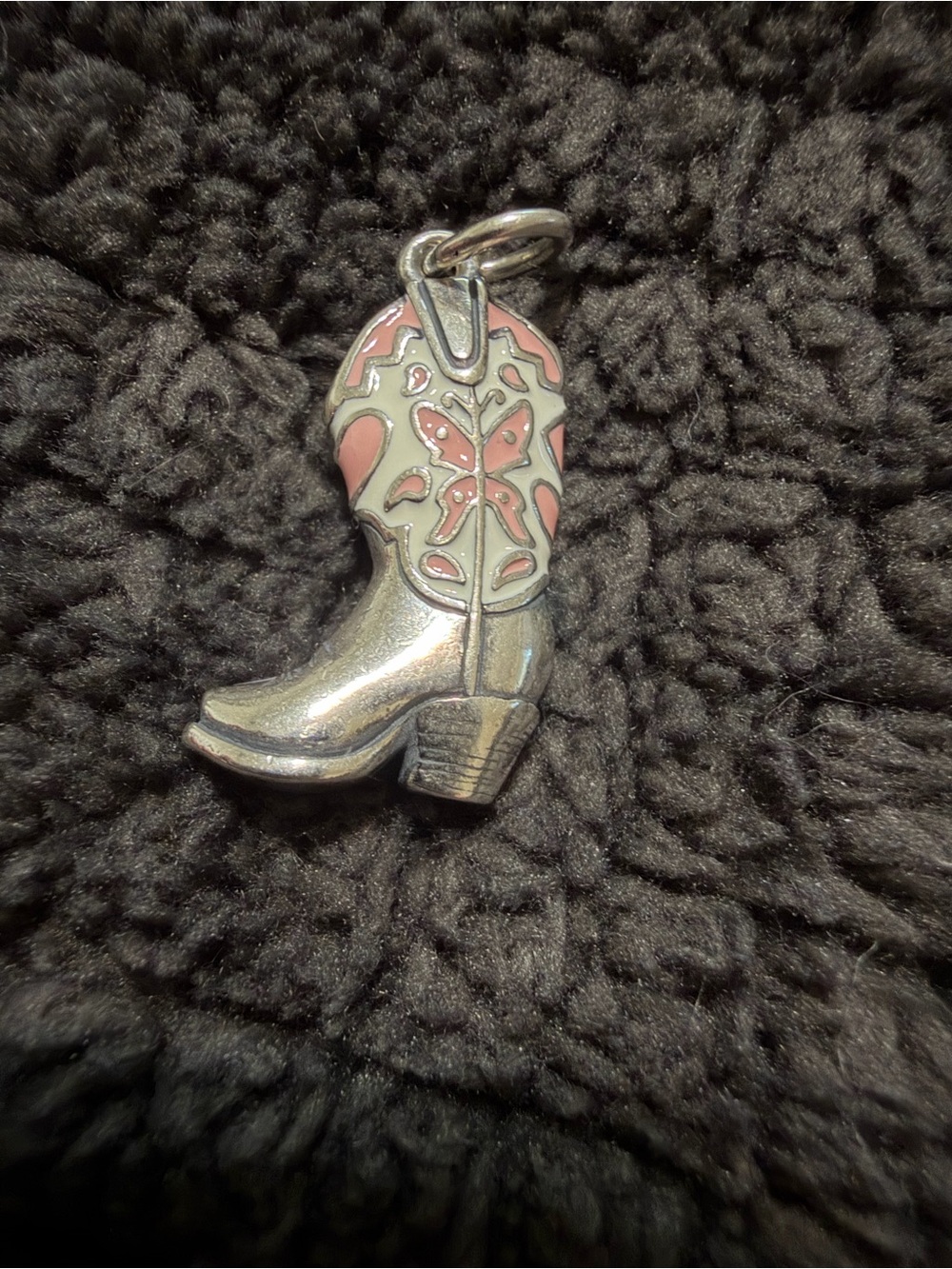 James Avery Pink and Silver Cowboy Boot Charm for Bracelet